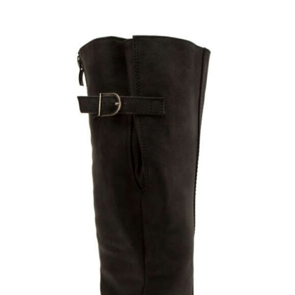 MOTO Style Black Tall Boots With Zipper Feature - Picture 6 of 8